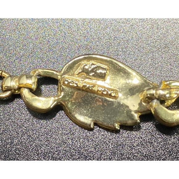Vintage Signed Coro Des Pat Pend Gold Tone Leaf Necklace Choker - Picture 3 of 6